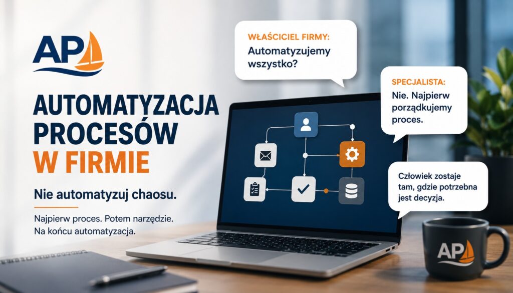 Automatyzacja procesów w firmie – właściciel i specjalista ustalający, że najpierw trzeba uporządkować proces