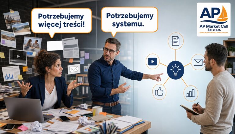 Zespół AP Market Cell budujący system content marketingowy z artykułów, wideo, newslettera i treści wspierających sprzedaż B2B